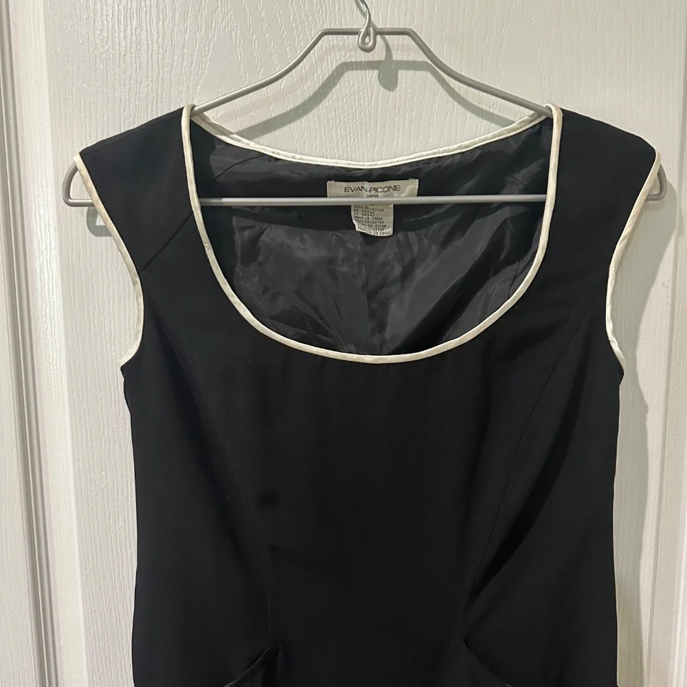 Evan Picone Black and White Sleeveless Sheath Dress - Picture 2 of 9